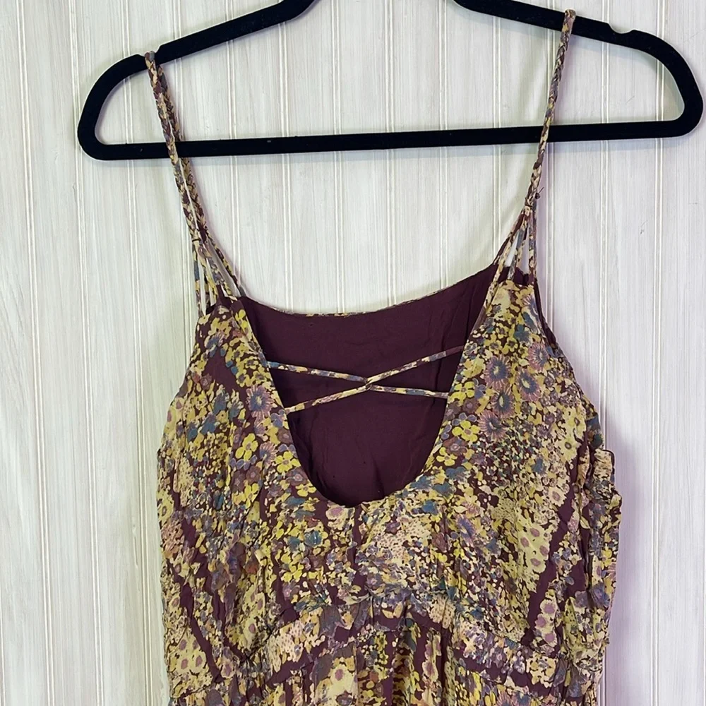 FREE PEOPLE VALERIE TIERED FLORAL OPEN BACK DRESS SMALL